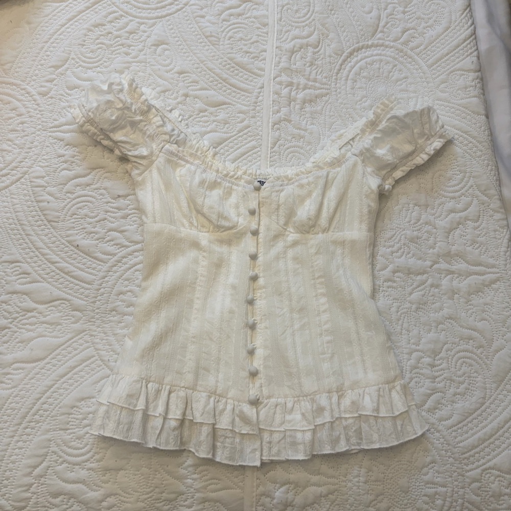 Princess Polly White Ruffled Women's Top